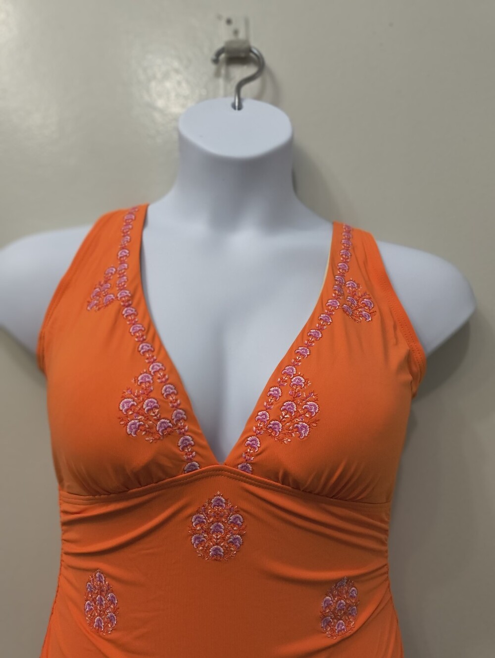 Sundance Pallua Embroidered One-Piece  Swimsuit Tangerine L Boho Beach Pool - Picture 4 of 14